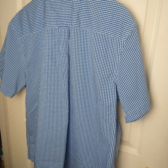 $Epic studio men's button up blue white gingham print short sleeve shirt. Size L - Picture 8 of 8